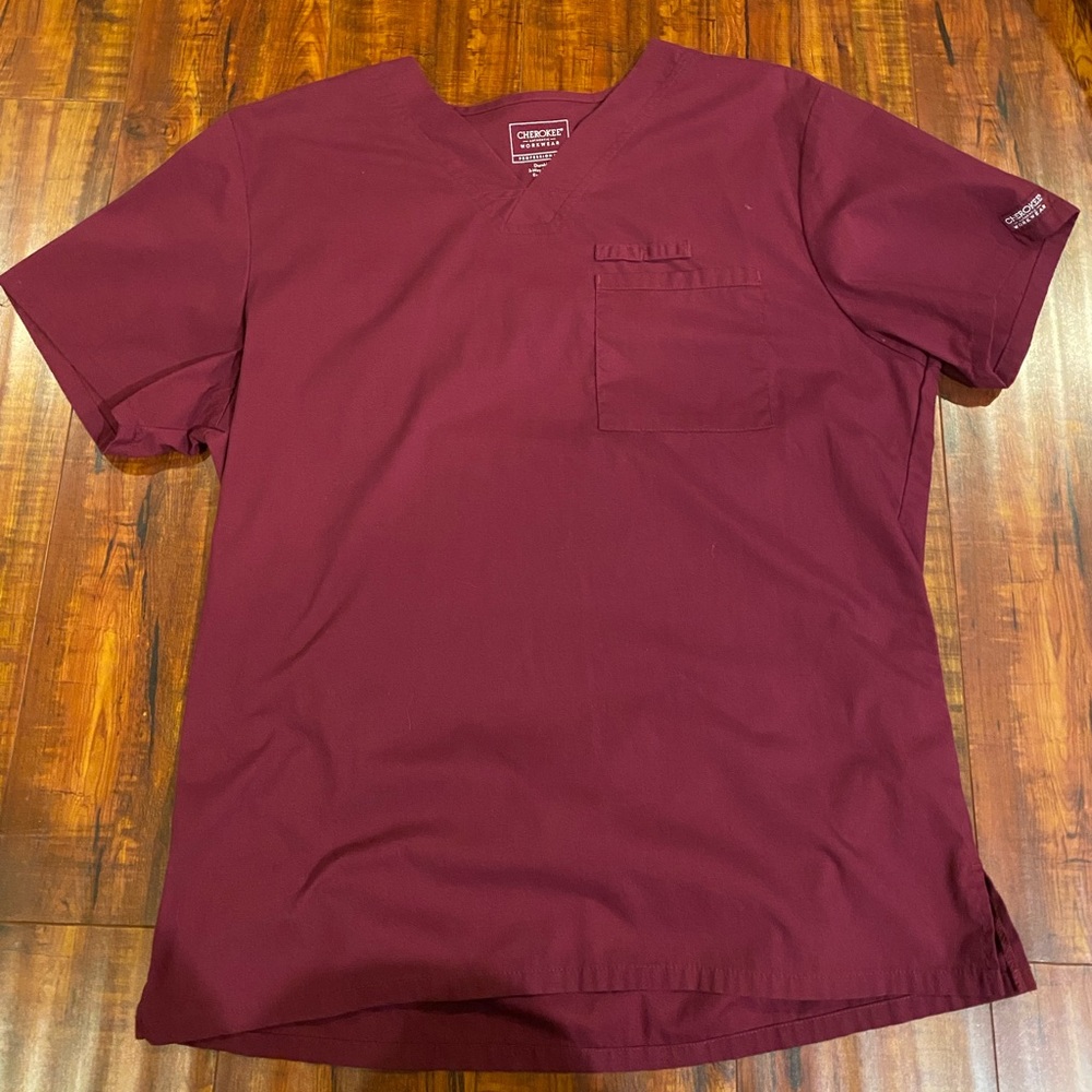 Men’s Cherokee Burgundy Scrub Top
